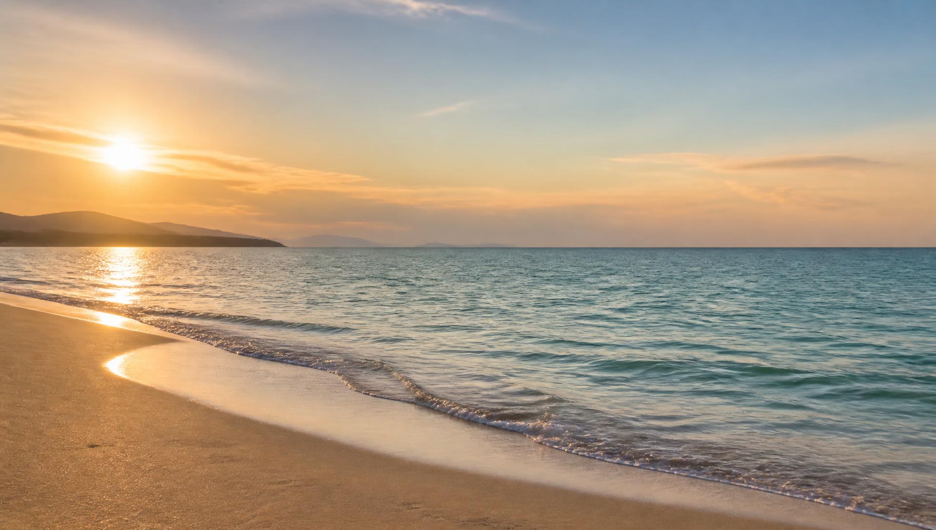 Horizonte da praia do Norte da Ilha ao entardecer