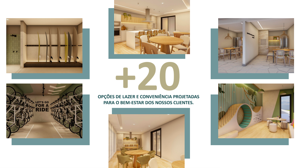 +20 opções de lazer e conveniência projetadas para o bem-estar dos moradores